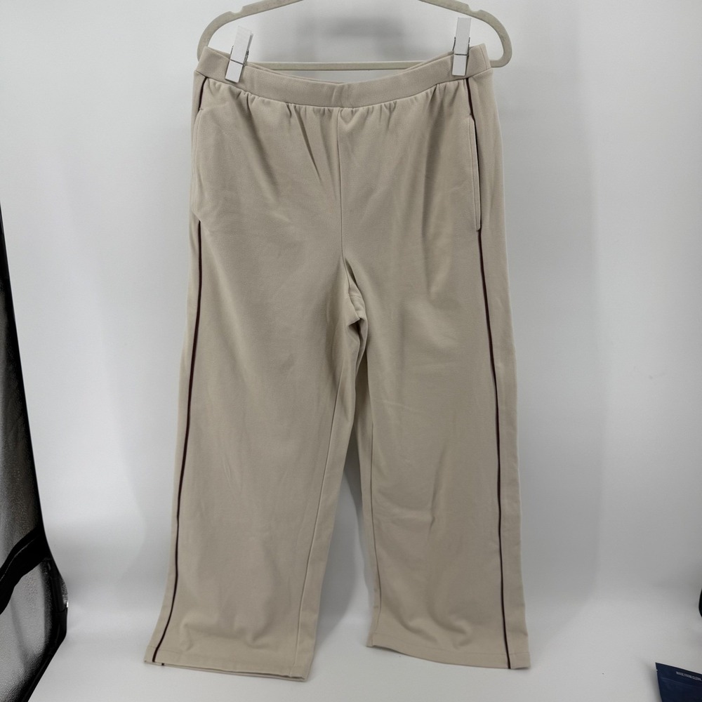 Varley Women's Size‎ Large Trace Pants Beige Brushed Rib Wide Leg 30 Inch Inseam
